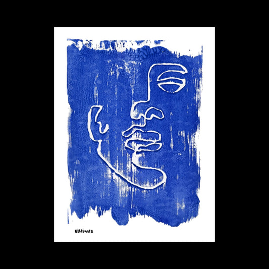 Blue Lino Poster